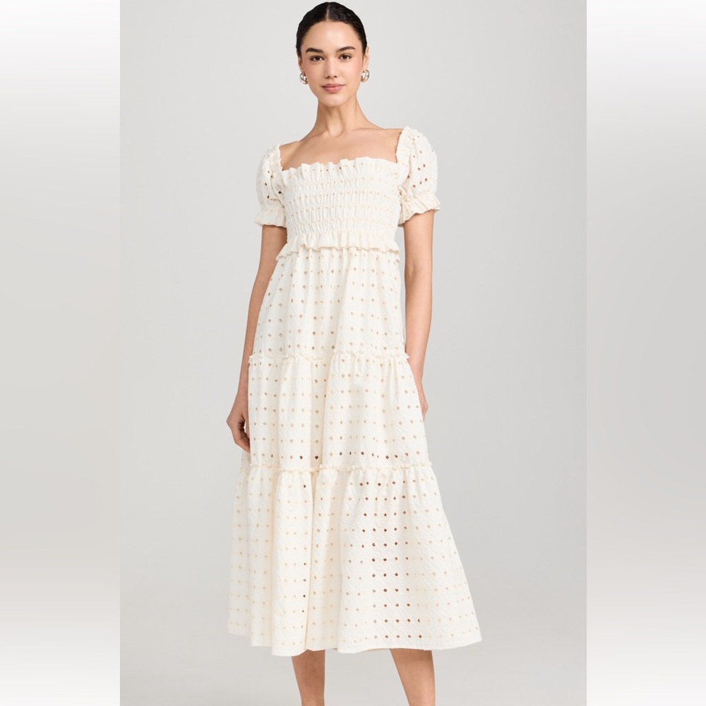 o.p.t. Bobi Cream Smocked Maxi Dress